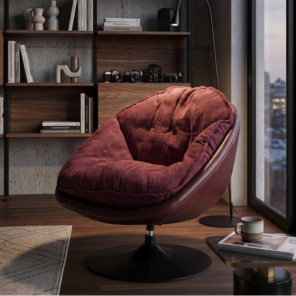 Fotoliu burgundy pivotant Retro Style – Mauro Ferretti-image-1