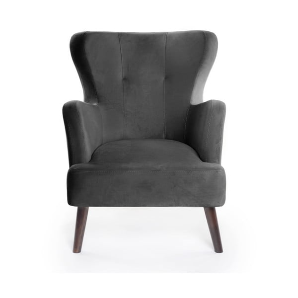 Fotoliu gri închis wing cu tapițerie din catifea Noemye – Bonami Selection-image-2