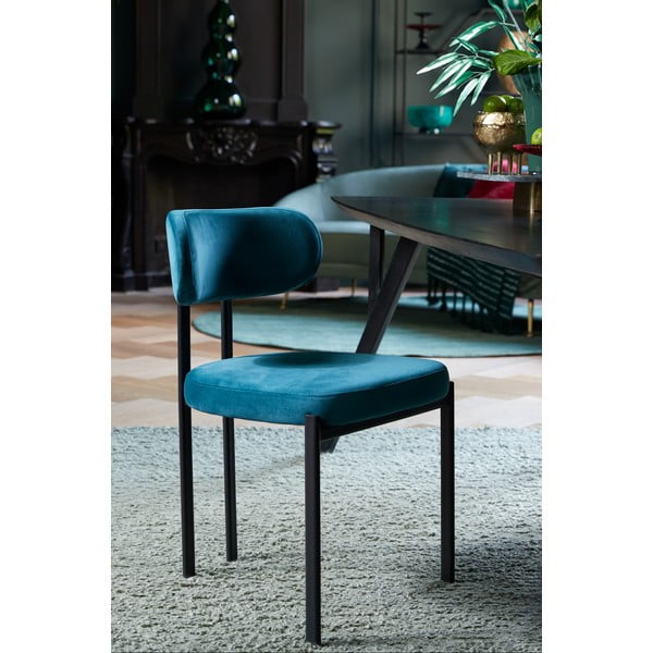 Scaune de dining în culoarea petrol 2 buc. din catifea Sonja – Light & Living-image-1