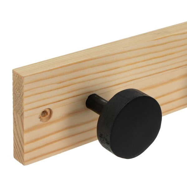 Cuier de perete negru-în culoare naturală din lemn de pin 40 cm Anillos – Casa Selección-image-1