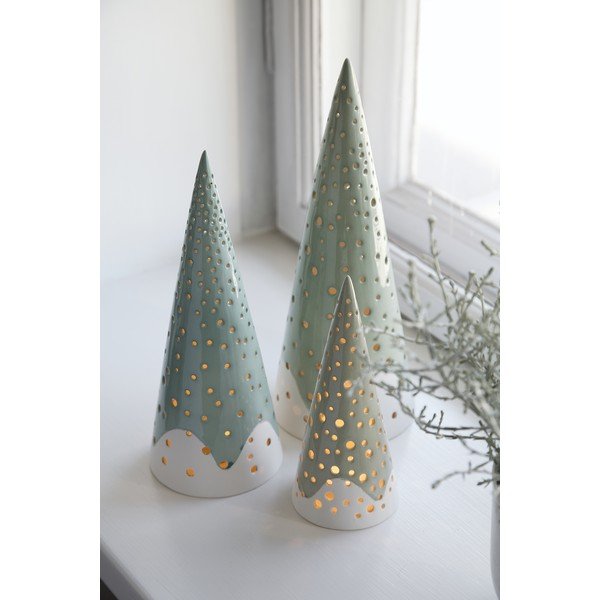 Sfeșnic din porțelan chinezesc pentru Crăciun Kähler Design Nobili, înălțime 25,5 cm, turcoaz-image-1