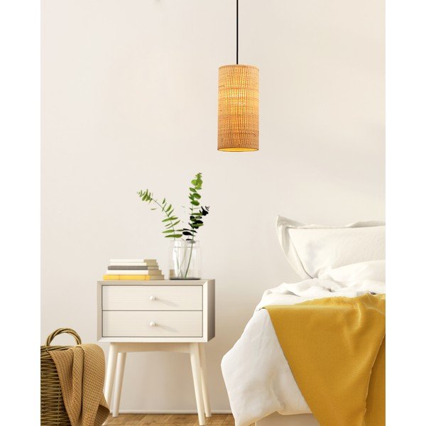 Lustră bej cu abajur din ratan ø 12 cm Fleri – Candellux Lighting-image-1