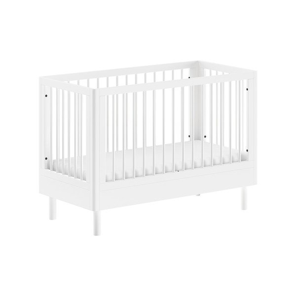 Pătuț alb din lemn de fag cu înălțime reglabilă 60x120 cm Forrest – Vipack