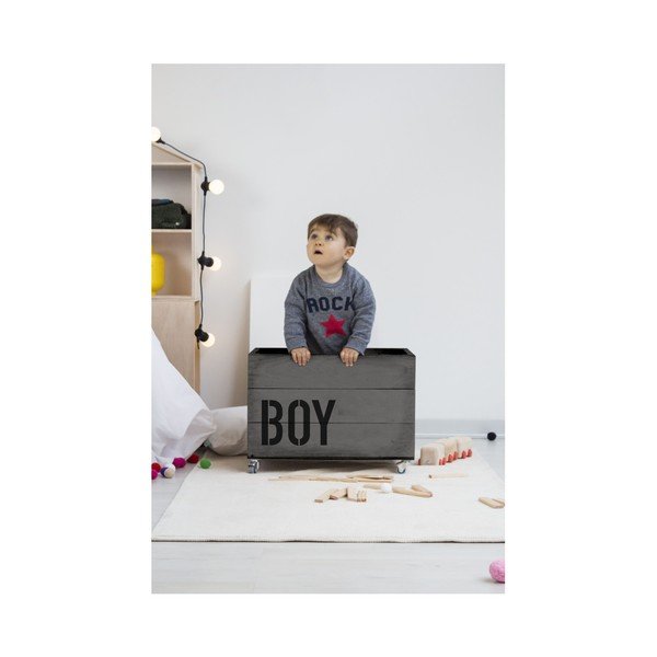 Cutie din lemn cu roți Really Nice Things Boy, gri-image-2