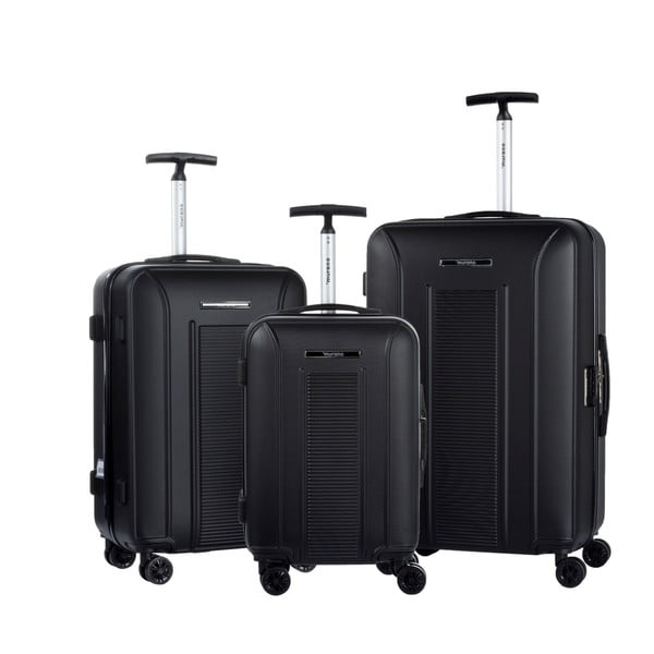 Set 3 valize cu roți Murano Africa, negru
