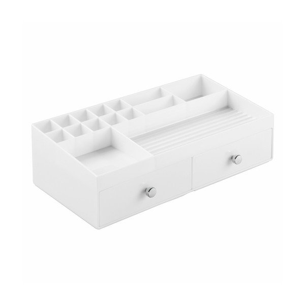 Organizator cu 2 sertare InterDesign Cosmetic, alb-image-2
