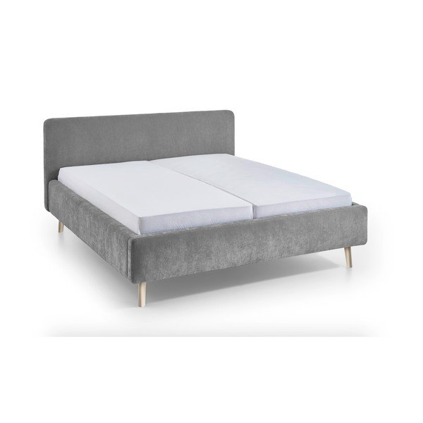 Pat matrimonial gri tapițat fără somieră 160x200 cm Mattis – Meise Möbel