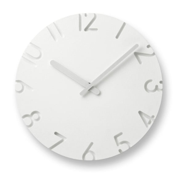 Ceas de perete Lemnos Clock Carved, ⌀ 24 cm, alb