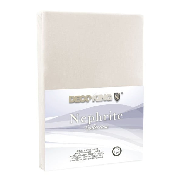 Cearșaf de pat cu elastic DecoKing Nephrite, 140–160 cm, bej-image-1