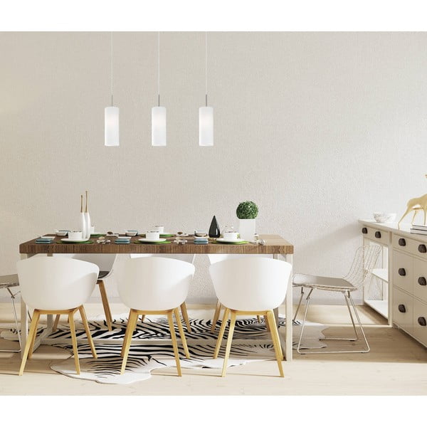 Lustră albă/argintie cu abajur din sticlă TROY 3 – EGLO-image-4