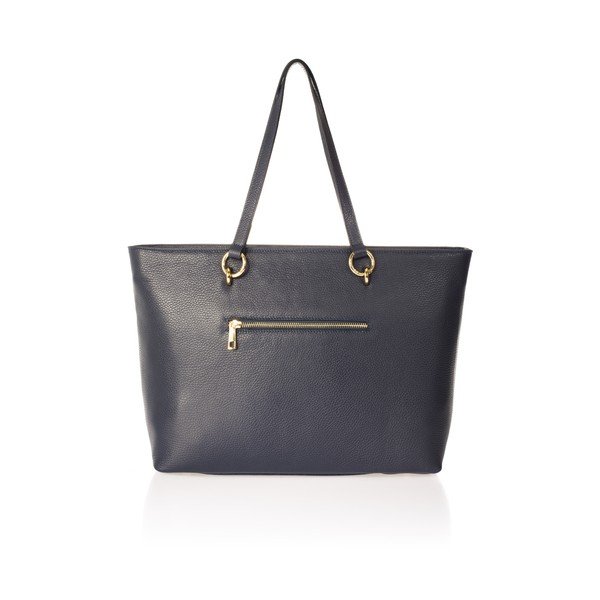 Geantă din piele Federica Bassi Elisa, albastru-image-1