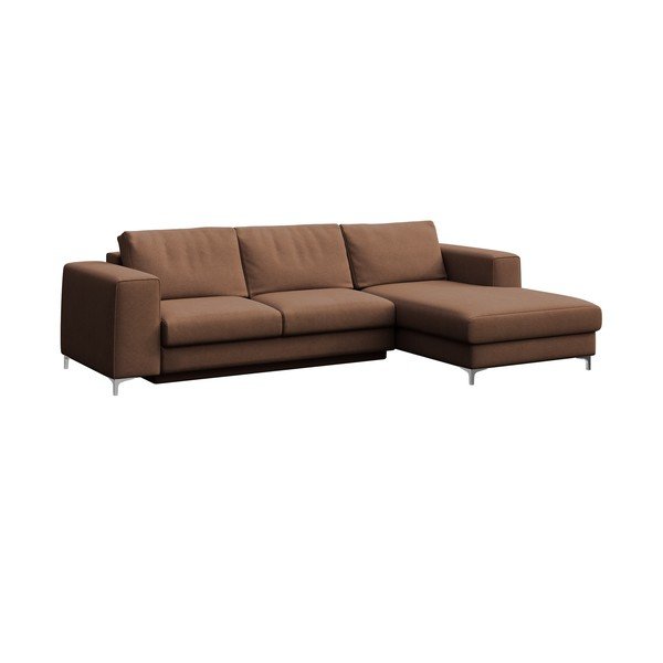 Colțar maro extensibil, cu spațiu de depozitare cu tapițerie din catifea (cu colț pe partea dreaptă, cu șezlong) Rene – Rodier-image-2