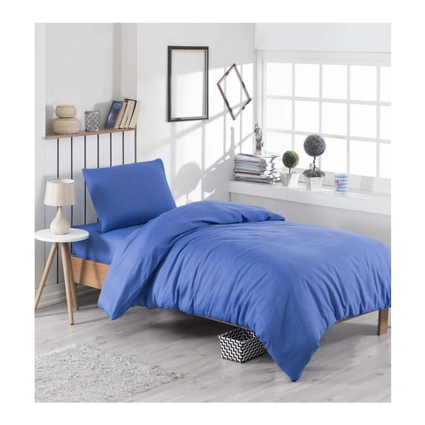 Lenjerie de pat cu cearșaf Basso Azul, 160 x 200 cm, albastru