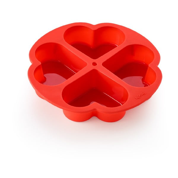 Formă despărțitoare din silicon pentru tort în formă de inimă Lékué, ⌀ 25 cm, roșu