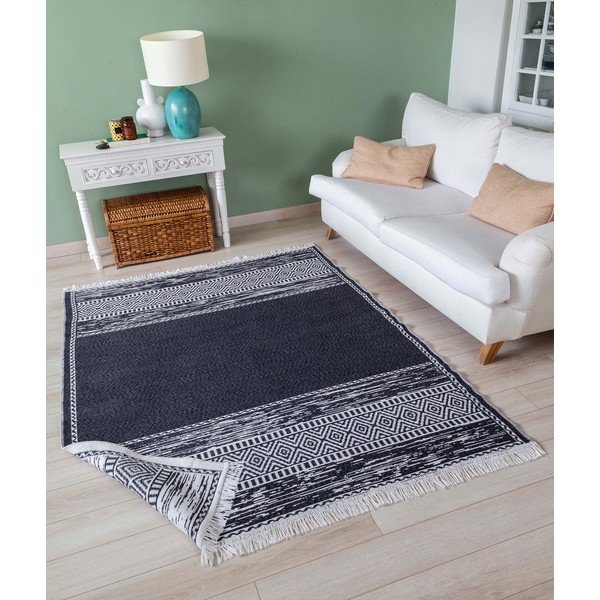 Covor din bumbac Oyo home Duo, 120 x 180 cm, alb-negru-image-2
