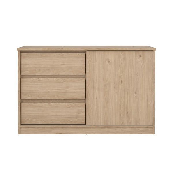 Comodă în culoare naturală cu aspect de lemn de stejar cu ușă glisantă 119x76x50 cm Naia – Tvilum