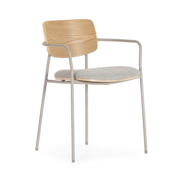 Set de scaune de sufragerie gri deschis/în culoare naturală cu cotiere tapițat Nour – MOME