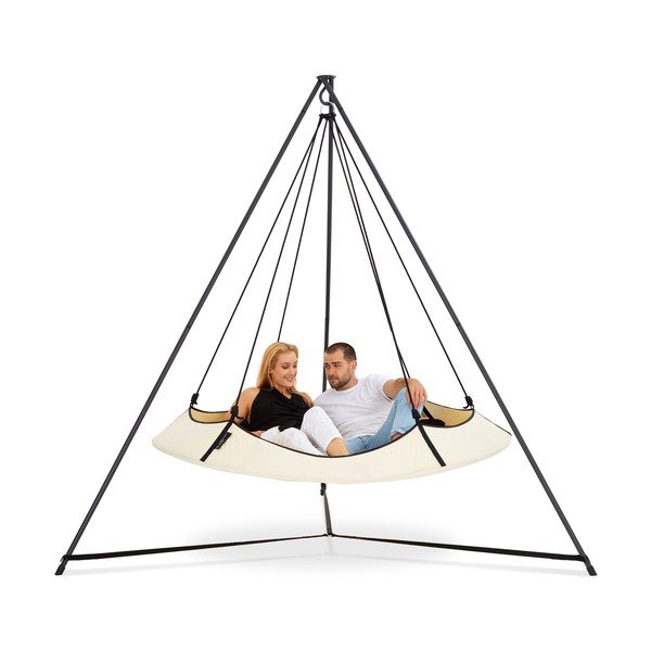 Leagăn de grădină crem cu suport - Hangout Pod-image-2