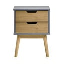 Noptieră din lemn masiv de pin Marckeric Baku, gri-maro