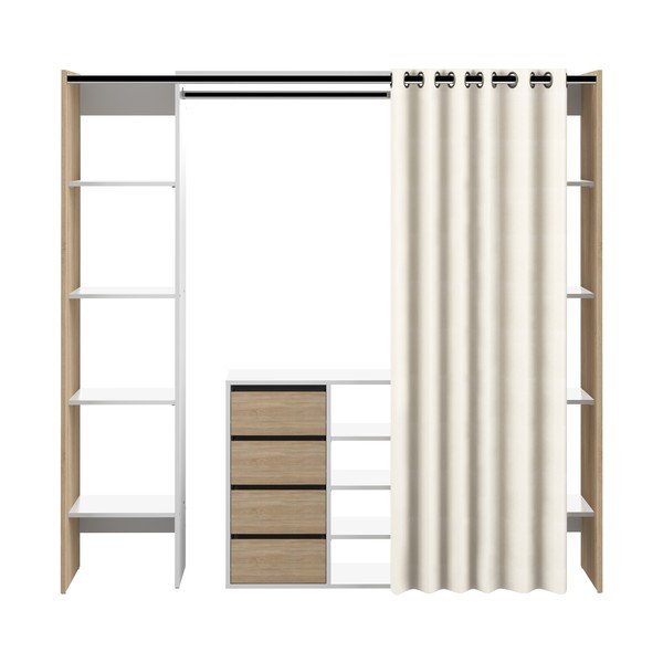 Dulap alb-bej cu aspect de stejar 185x182 cm Tom - TemaHome 