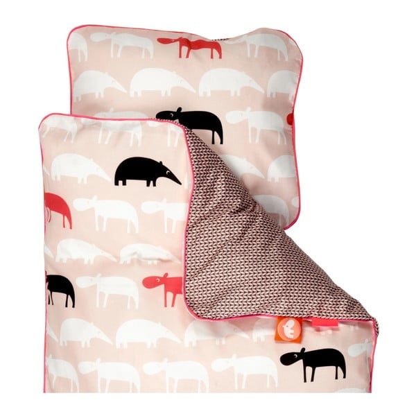 Lenjerie de pat pentru copii Done By Deer Zoopreme, 100 x 130 cm, roz 