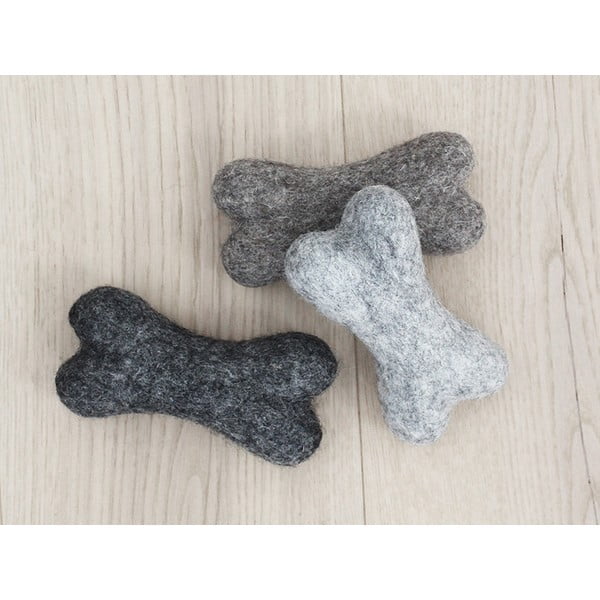 Jucărie în formă de os pentru animale, din lână Wooldot Pet Bones, lungime 14 cm, maro nucă-image-2