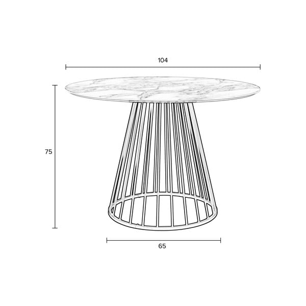Masă de dining rotundă cu blat cu aspect de marmură ø 110 cm Floris – White Label-image-4