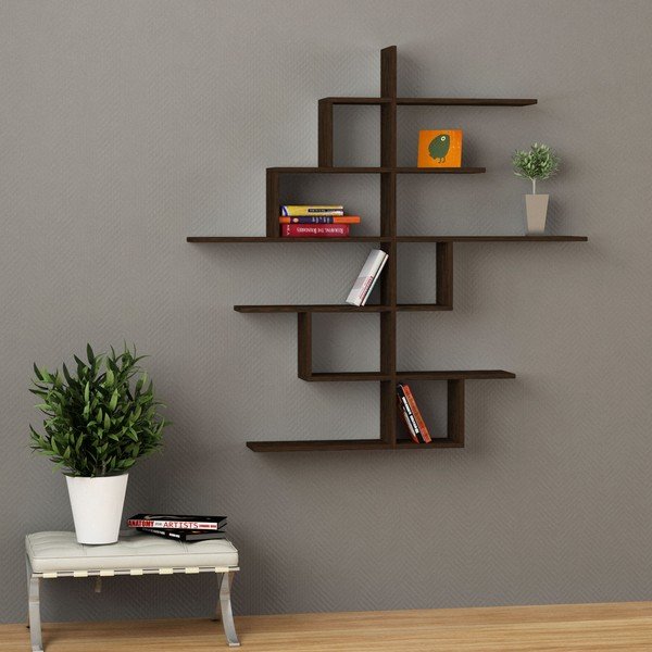 Etajeră de perete Line no.4, maro-image-1