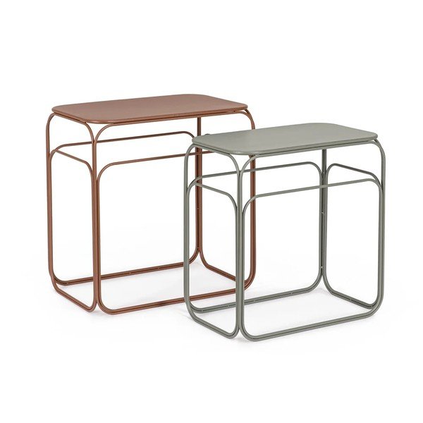 Mese consolă gri/teracotă 2 buc. din metal 36x56 cm Clarity – Bizzotto