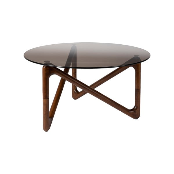 Măsuță de cafea maro rotundă cu blat din sticlă ø 80 cm Naia – Dutchbone