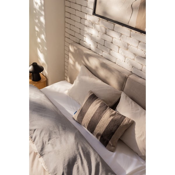 Pat matrimonial bej tapițat cu spațiu de depozitare cu somieră 180x200 cm Thessa Bold – Bonami Selection-image-3