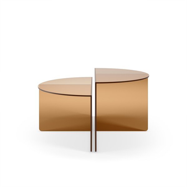 Măsuțe de cafea maro 2 buc. rotunde din sticlă ø 80 cm Velta – MOME-image-3