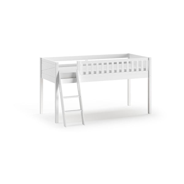 Pat pentru copii  alb înalt din lemn masiv de pin 90x200 cm SCOTT – Vipack-image-2