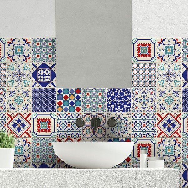 Set 24 autocolante de perete Ambiance Tiles Azulejos Sofiana, 10 x 10 cm-image-1