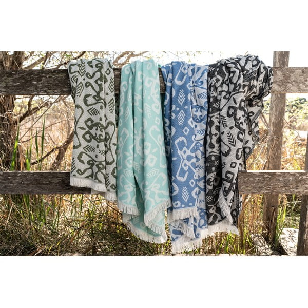 Pled din amestec de bumbac Euromant Summer Linen, 140 x 180 cm, verde închis-image-4