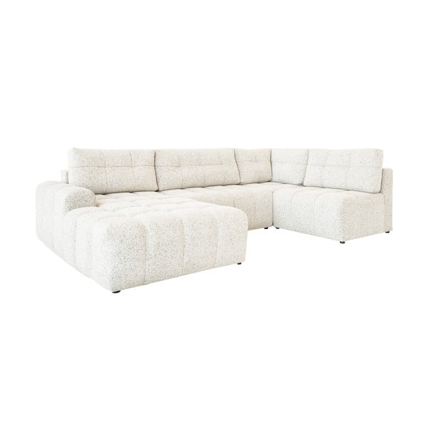 Colțar modular crem extensibil/cu spațiu de depozitare (cu colț pe partea stângă) Lulu – Miuform