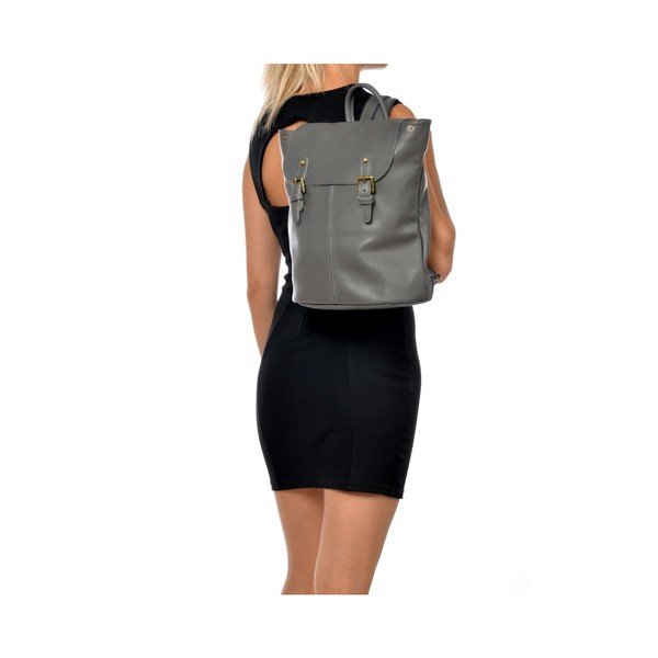 Rucsac din piele Roberta M Misco, gri-image-1