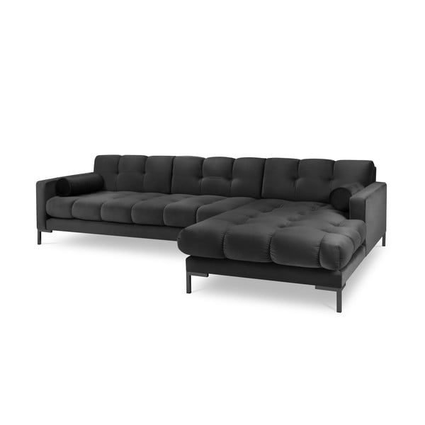 Colțar din catifea cu extensie pe partea dreaptă Cosmopolitan Design Bali, gri închis-image-2