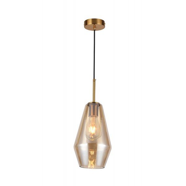 Lustră aurie cu abajur din metal/cu abajur din sticlă ø 17 cm Lime – GTV