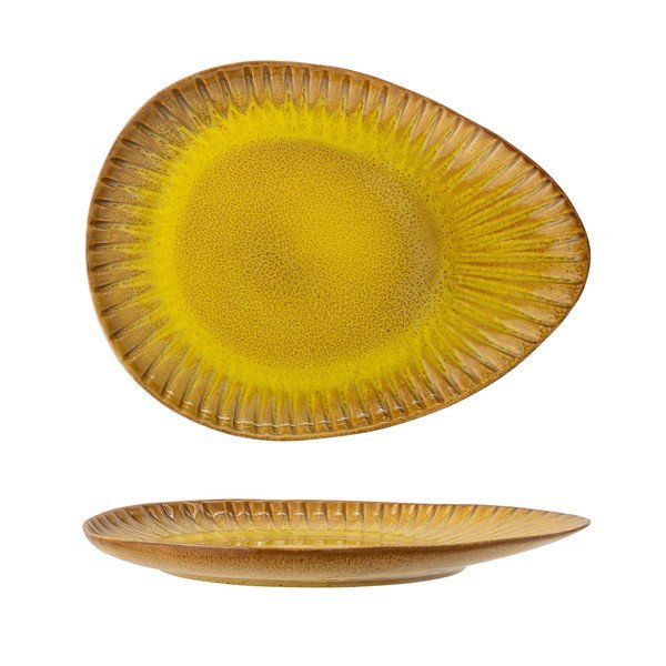 Platou din gresie ceramică Bloomingville Cala, 34 x 25,5 cm, galben-image-2