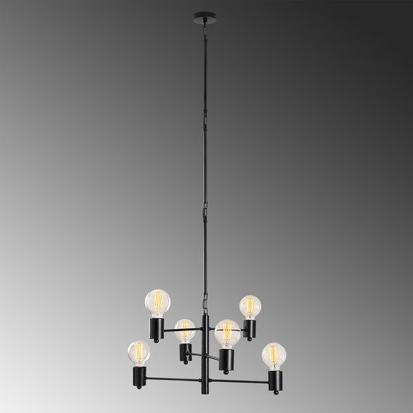 Lustră de 6 becuri Opviq lights Hexa Long, negru-image-1