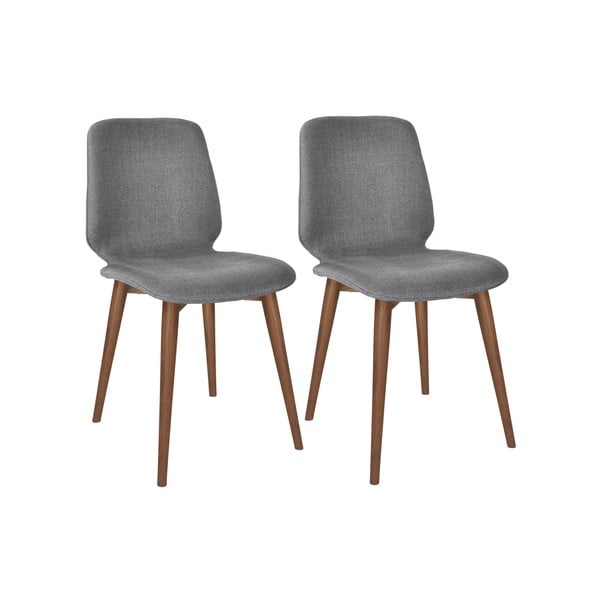 Set 2 scaune cu picioare din lemn masiv de nuc WOOD AND VISION Basic, gri
