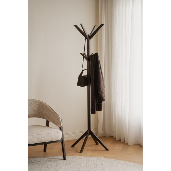 Suport pentru haine în culoare naturală închisă din lemn de stejar 59x178x59 cm Confetti – Rowico-image-1