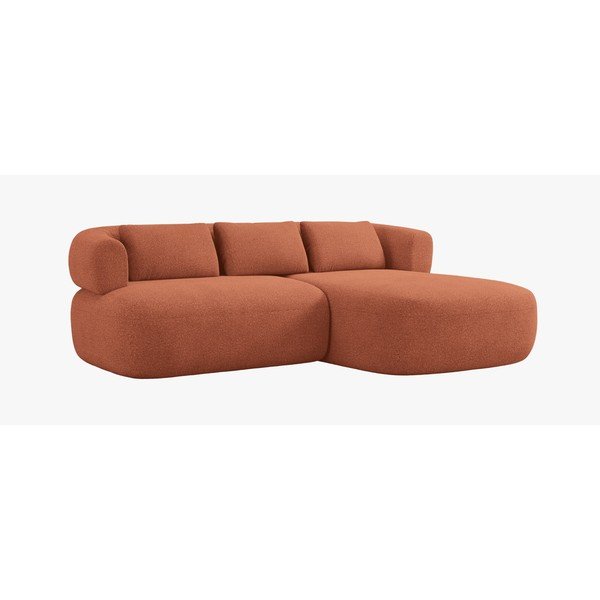 Colțar teracotă cu tapițerie din țesătură bouclé (cu colț pe partea dreaptă/cu șezlong) Jenny – Micadoni 