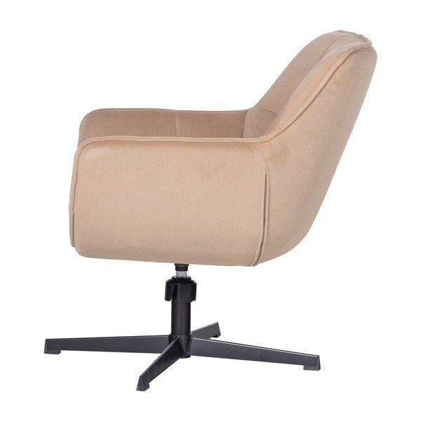 Fotoliu bej pivotant cu tapițerie din catifea Wibo – WOOOD-image-3