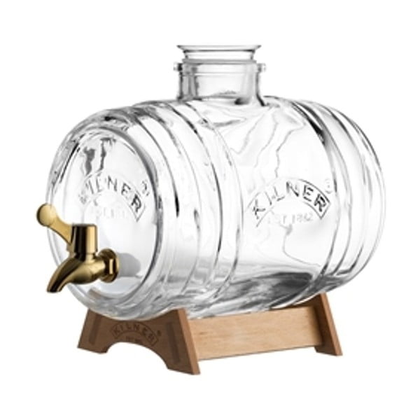 Dozator din sticlă cu suport din lemn pentru băuturi Kilner, 3,5 L