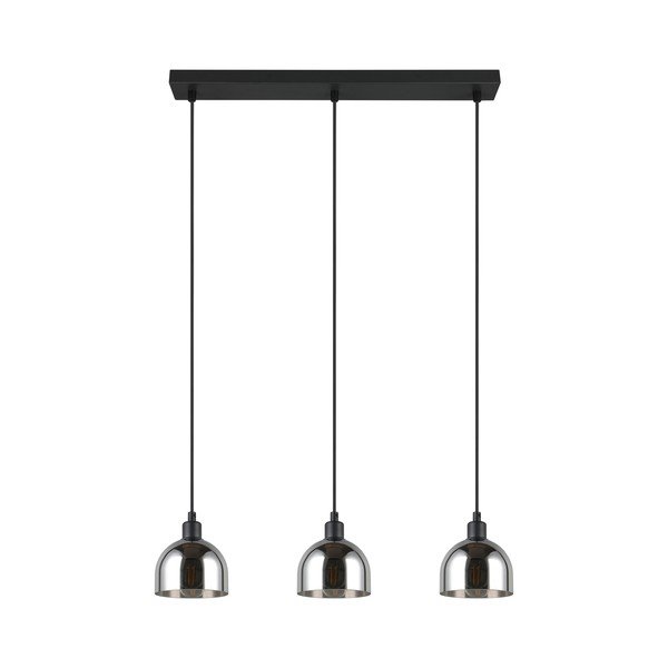 Lustră neagră/argintie cu abajur din sticlă Molly – Reality