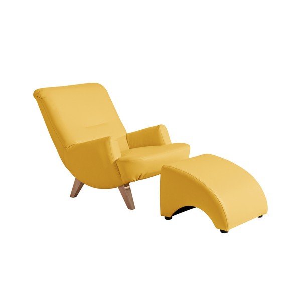 Taburet din imitație de piele Max Winzer Brandford, galben-image-2