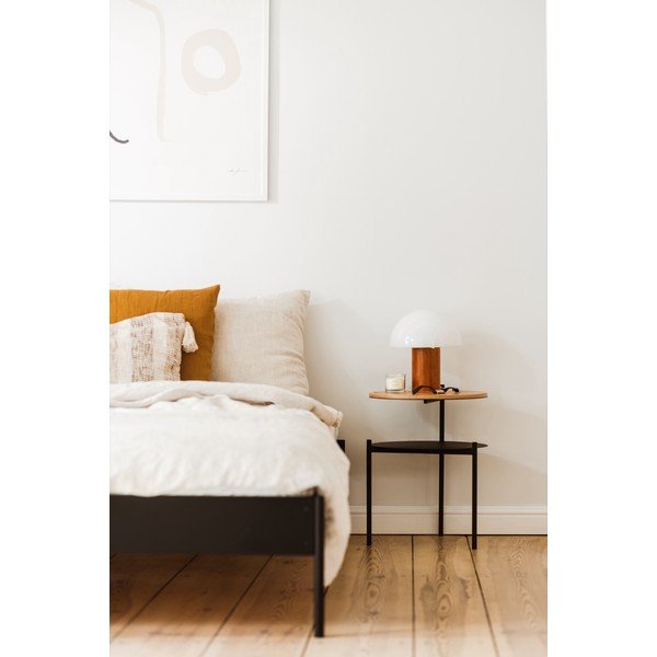 Noptieră neagră/în culoare naturală cu blat cu aspect de lemn de stejar Tu – noo.ma-image-1