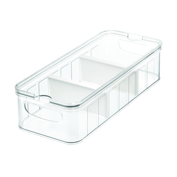 Cutie depozitare transparentă cu capac și 3 compartimente iDesign, 38 x 16 cm